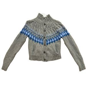 L.L. Bean Signature merino wool fairisle cardigan sweater xxs